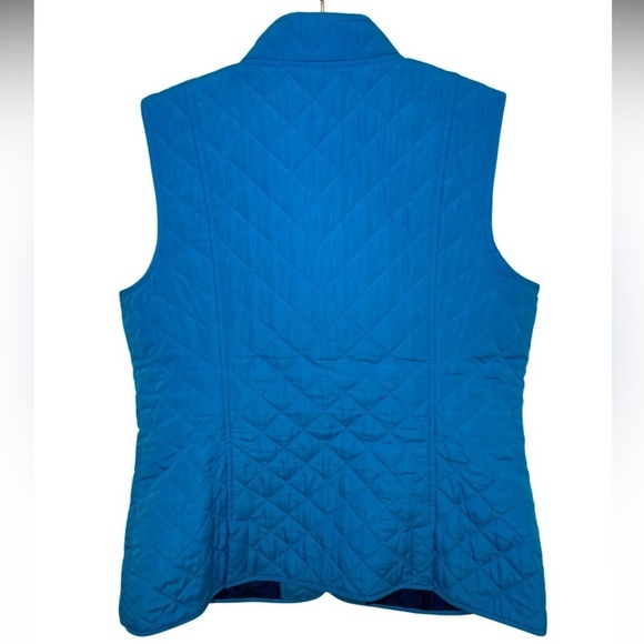J. JILL BLUE QUILTED COLLARED BUTTON-UP VEST JACKET, SIZE M - Picture 6 of 11